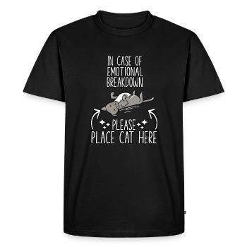 T-shirt câlin chat propriétaire chat disant - T-shirt Premium bio Homme - noir - Devant - Nico (187cm)
