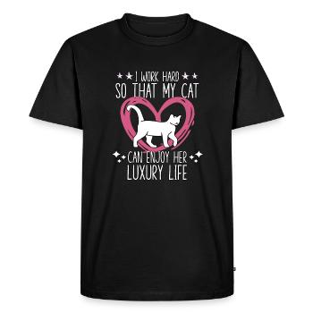 Tenue amusante de propriétaire de chat - T-shirt Premium bio Homme - noir - Devant - Nico (187cm)