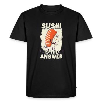 funny sushi ramen nigiri maki anime kanji sushi - Men's Premium Organic T-Shirt - black - Front - Nico (187cm)