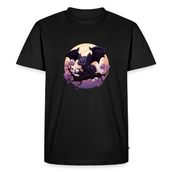 Kawaii Halloween Bat Chibi Bat - Men's Premium Organic T-Shirt - black - Front - Nico (187cm)