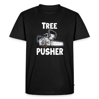 Tree pusher | Lumberjack T Forester | Funny - Men's Premium Organic T-Shirt - black - Front - Nico (187cm)