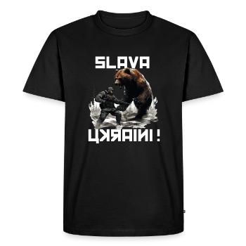 Slava Ukraini Soldiers T Support Ukraine Soldiers - T-shirt Premium bio Homme - noir - Devant - Nico (187cm)