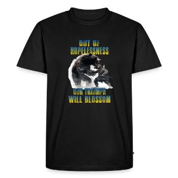 Ukraine T soutien soldats Ukraine Stand with - T-shirt Premium bio Homme - noir - Devant - Nico (187cm)