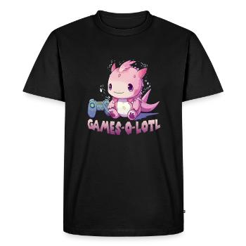 Axolotl T pour gamer | Kawaii Stuff | Anime Gamer - T-shirt Premium bio Homme - noir - Devant - Nico (187cm)