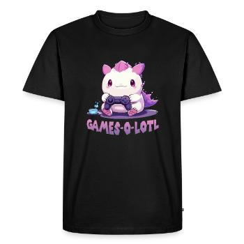 Kawaii Axolotl Gamer T | Anime Gamer T| Axolotl - T-shirt Premium bio Homme - noir - Devant - Nico (187cm)