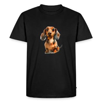 Drôle de teckel T de promenade pour les - T-shirt Premium bio Homme - noir - Devant - Nico (187cm)