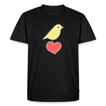 Oiseau, Animal, Coeur, Amour, Amour Animal - T-shirt Premium bio Homme - noir - Devant - Nico (187cm)