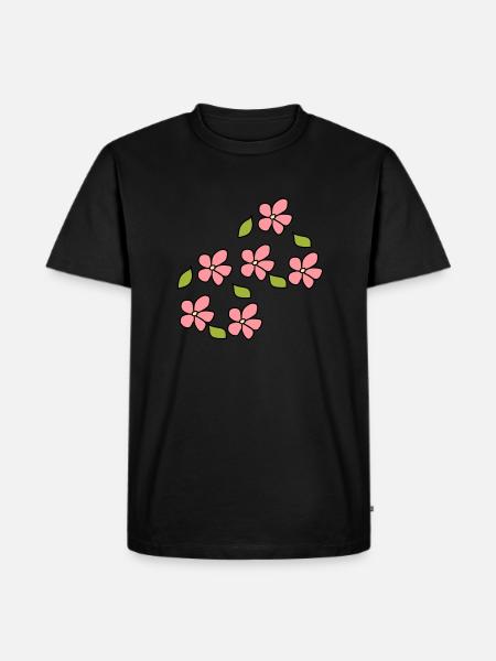Flower Pattern Plant Symbol Nature Leaf - Men's Premium Organic T-Shirt - black