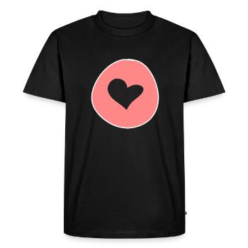 Symbole de cercle en forme de coeur rose - T-shirt Premium bio Homme - noir - Devant - Nico (187cm)