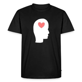 Profil de la tête Personnes Côté Symbole Coeur - T-shirt Premium bio Homme - noir - Devant - Nico (187cm)