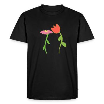 flower symbol blossom plant rose shape pink red - Men's Premium Organic T-Shirt - black - Front - Nico (187cm)