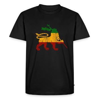 Lion Of Judah Reggae Musique Rastafari Jamaïque Lion - T-shirt Premium bio Homme - noir - Devant - Nico (187cm)