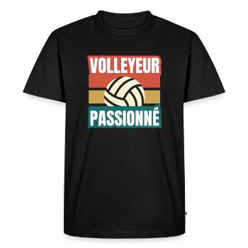 volleyeur passionné - T-shirt Premium bio Homme - noir - Devant - Nico (187cm)