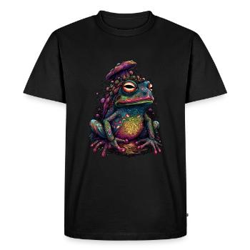 Grenouille Champignon Trippy - Motif Psychédélique - T-shirt Premium bio Homme - noir - Devant - Nico (187cm)