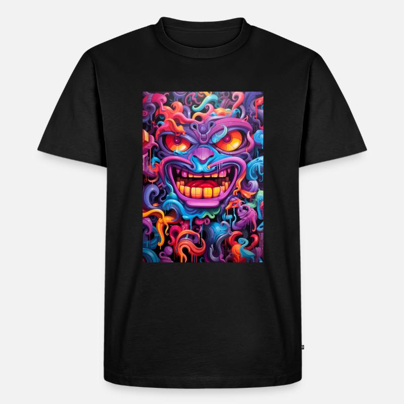 Graffiti Schädel - Männer Premium Bio T-Shirt - Schwarz