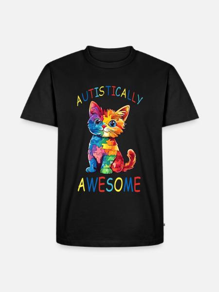 Autistically Awesome Autism Cat - Men's Premium Organic T-Shirt - black