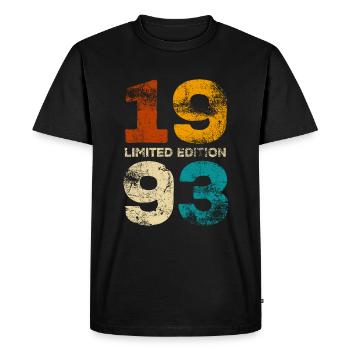 Edition Limitée 1993, Cadeau d’Anniversaire - T-shirt Premium bio Homme - noir - Devant - Nico (187cm)