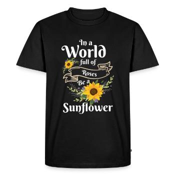 fleurs merci pouce vert fleur - T-shirt Premium bio Homme - noir - Devant - Nico (187cm)