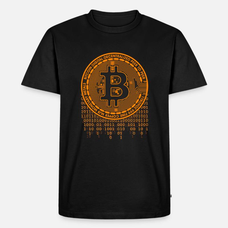 Bitcoin Logo Binärcode - Männer Premium Bio T-Shirt - Schwarz