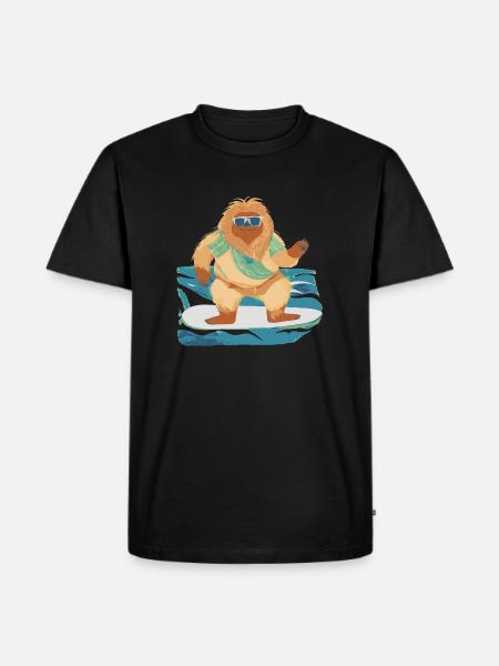 Bigfoot on surfboard - Men's Premium Organic T-Shirt - black