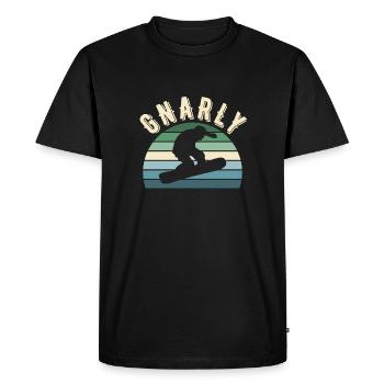 Snowboarding Gnarly Vintage Sunset - Men's Premium Organic T-Shirt - black - Front - Nico (187cm)