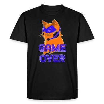 GAMER CAT - Game over - Jeux - Katze - T-shirt Premium bio Homme - noir - Devant - Nico (187cm)