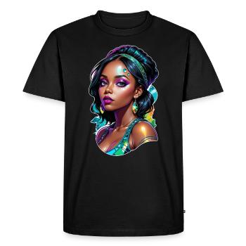 Afro Woman - Beauty - Men's Premium Organic T-Shirt - black - Front - Nico (187cm)