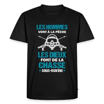 Chasse sous marine pêche au harpon cadeau pêche - T-shirt Premium bio Homme - noir - Devant - Nico (187cm)