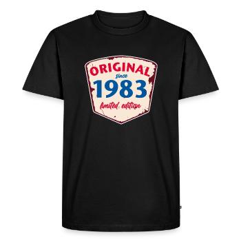 1983 Blechschild - édition chaulée - Millésime - T-shirt Premium bio Homme - noir - Devant - Nico (187cm)