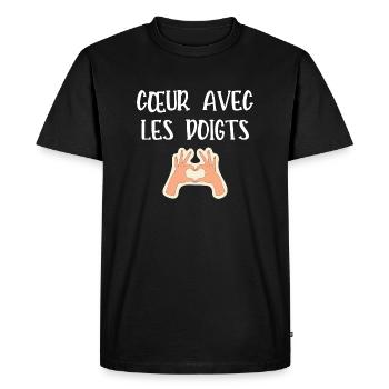 cœur avec les doigts - T-shirt Premium bio Homme - noir - Devant - Nico (187cm)