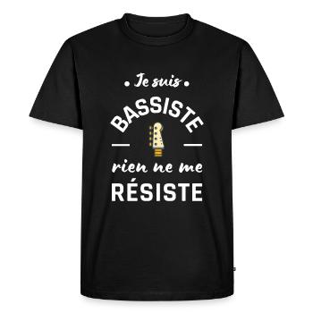 Humour bassiste homme femme basse musique - T-shirt Premium bio Homme - noir - Devant - Nico (187cm)