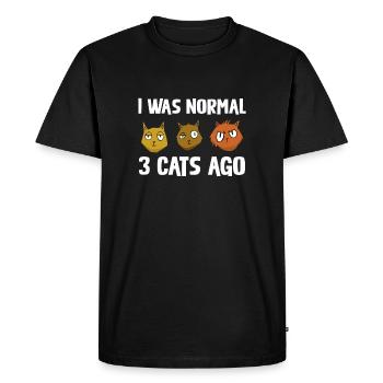 J’étais devant 3 chats motif de chat drôle normal - T-shirt Premium bio Homme - noir - Devant - Nico (187cm)
