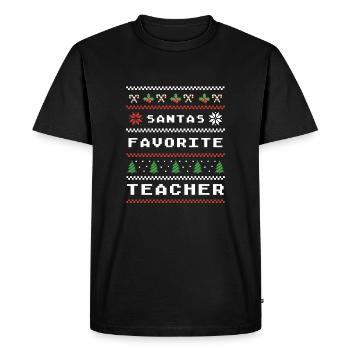 Santa's Favorite Teacher Festive Christmas - Men's Premium Organic T-Shirt - black - Front - Nico (187cm)