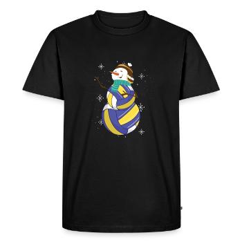 Cheerful Volleyball Snowman Design - Men's Premium Organic T-Shirt - black - Front - Nico (187cm)