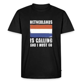 Netherlands Is Calling And I Must Go - Men's Premium Organic T-Shirt - black - Front - Nico (187cm)