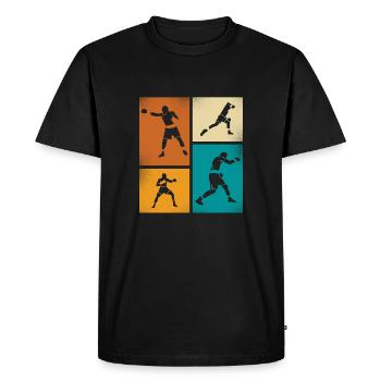 Art de la silhouette de boxe rétro - T-shirt Premium bio Homme - noir - Devant - Nico (187cm)