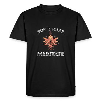 Ne détestez pas méditer motif de fleur de lotus - T-shirt Premium bio Homme - noir - Devant - Nico (187cm)