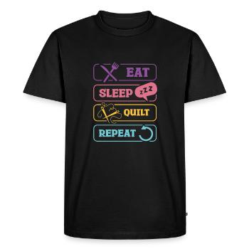 Eat Sleep Quilt Repeat Pattern Design - Men's Premium Organic T-Shirt - black - Front - Nico (187cm)