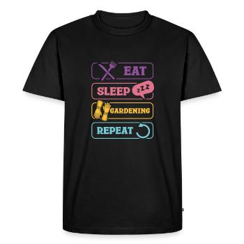 Manger Dormir Jardinage Répéter Plus drôle - T-shirt Premium bio Homme - noir - Devant - Nico (187cm)