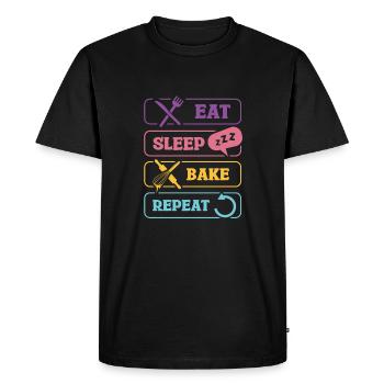 Manger dormir cuire répéter Motif de boulanger drôle - T-shirt Premium bio Homme - noir - Devant - Nico (187cm)