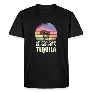 Une fille qui aime le soleil et la tequila - T-shirt Premium bio Homme - noir - Devant - Nico (187cm)