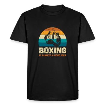 La boxe est toujours une bonne idée - T-shirt Premium bio Homme - noir - Devant - Nico (187cm)