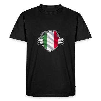 Drapeau italien à déchirer le cœur - T-shirt Premium bio Homme - noir - Devant - Nico (187cm)