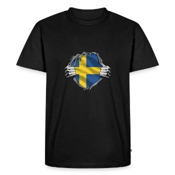 Sweden flag proudly unveiled - Men's Premium Organic T-Shirt - black - Front - Nico (187cm)