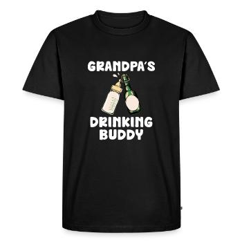 Grandpa's Drinking Buddy Funny Motif - Men's Premium Organic T-Shirt - black - Front - Nico (187cm)