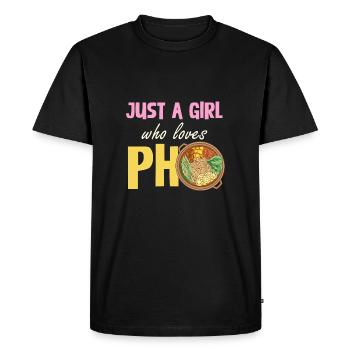 A Girl Who Loves Pho - Culinary - Men's Premium Organic T-Shirt - black - Front - Nico (187cm)
