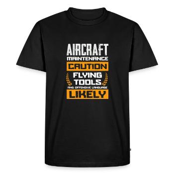 Aircraft Maintenance Caution Flying Tools Likely - Men's Premium Organic T-Shirt - black - Front - Nico (187cm)