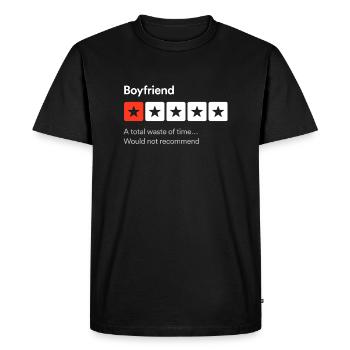 Petit ami, Une perte de temps totale... Sarcastique d’un seul coup - T-shirt Premium bio Homme - noir - Devant - Nico (187cm)