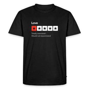 Amour, Totalement surfait... Critique sarcastique d’une étoile - T-shirt Premium bio Homme - noir - Devant - Nico (187cm)