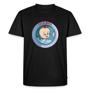 Je suis une fille - machine à laver - T-shirt Premium bio Homme - noir - Devant - Nico (187cm)